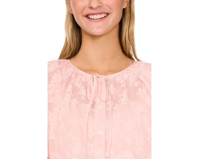 Топ CeCe с пуффовыми рукавами и завязкой спереди из креп-жоржета