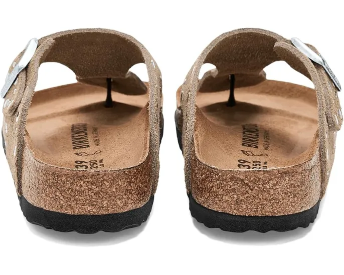 Сандалии Birkenstock Gizeh Rivets из замши с ремешком между пальцами и стелькой из пробки