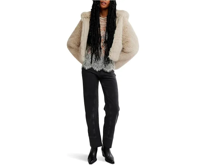 Куртка Free People Louder Please с капюшоном из искусственного меха и укороченным кроем