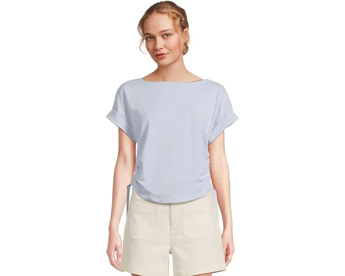 Lilla P Блуза с лодочкой и сборками по бокам из фактурного трикотажа