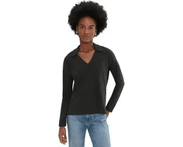 Топ Lilla P Easy Collared с V-образным вырезом и удлиненным силуэтом