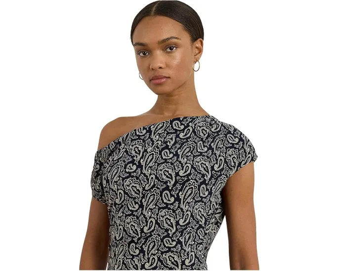 Платье с открытыми плечами из джерси в пастельных тонах Lauren Ralph Lauren