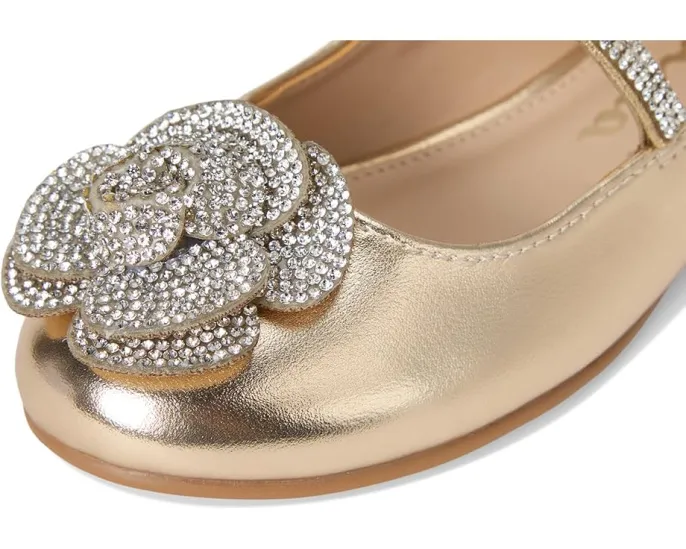 Балетки Izzy для девочек с кристаллами и цветочным декором на эластичной лямке