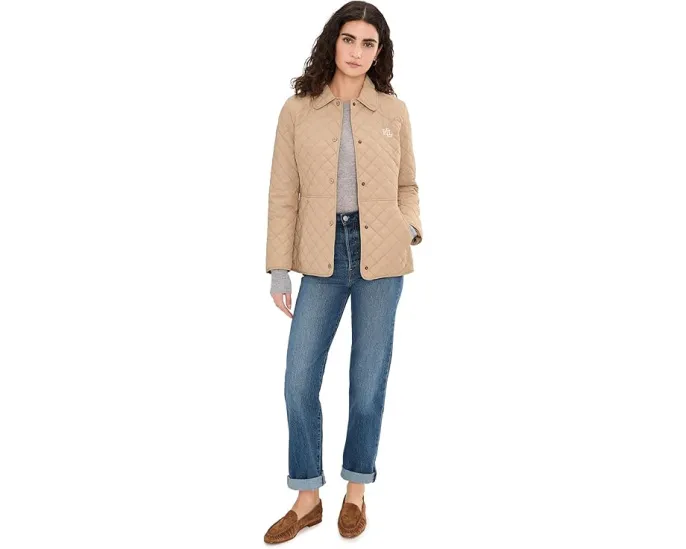 Куртка Lauren Ralph Lauren Blazer Quilt Contrast Lrl Embroid с утеплением и логотипом