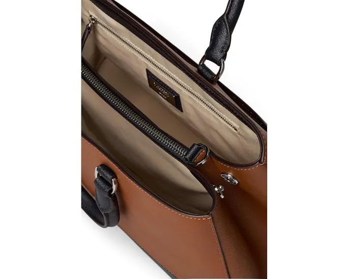 Большая полосатая кожаная сумка-сатчел Hanna от Lauren Ralph Lauren