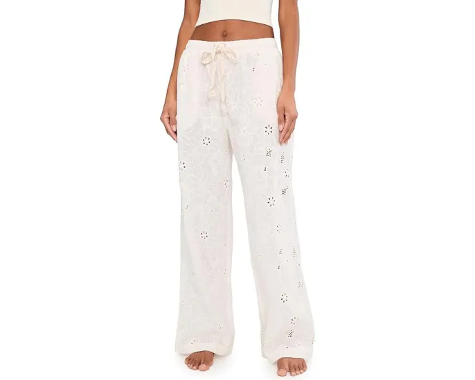 Штаны Free People Day Drift с цветочной вышивкой и широким кроем