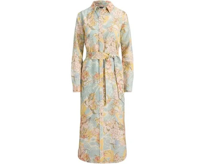 Платье-рубашка Floral Linen из льна с поясом Lauren Ralph Lauren