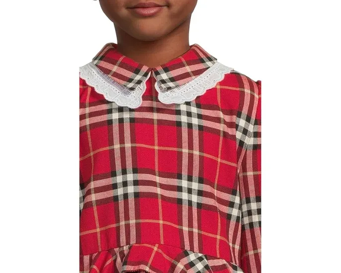 Платье Kira в клетку для детей с кружевными деталями Burberry Kids