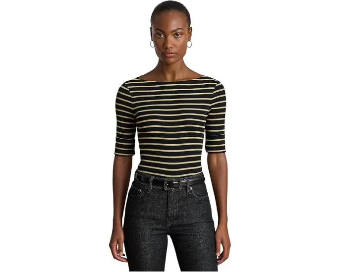 Lauren Ralph Lauren Футболка с лодочкой и металлизированной полосатой отделкой