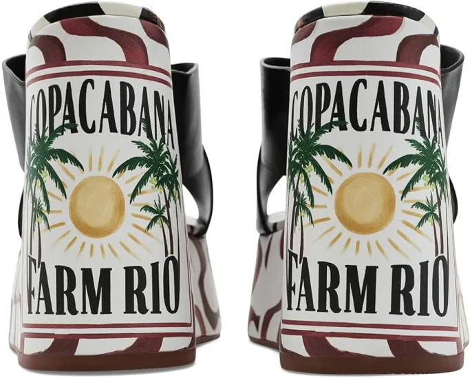 Босоножки-танкетки Copacabana Wedge Sandals от FARM Rio на высоком каблуке из кожи