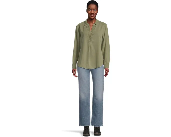 Блуза Tommy Bahama Sunwashed Twill с вышивкой и застежкой-поло