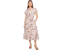 Платье миди с вырезом и пышными рукавами Vince Camuto