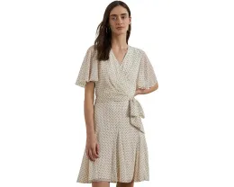 Платье Lauren Ralph Lauren Polka Dot Georgette Surplice с поясом и оборками
