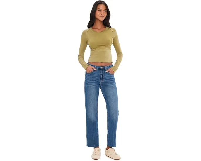 Джинсы Kennedy Mid Rise Crop с прямыми штанинами и скрытым швом 28 дюймов (71.12 см) Liverpool Los Angeles
