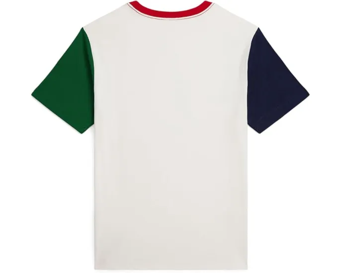 Хлопковая футболка Polo Ralph Lauren Kids с логотипом и цветными блоками для детей постарше