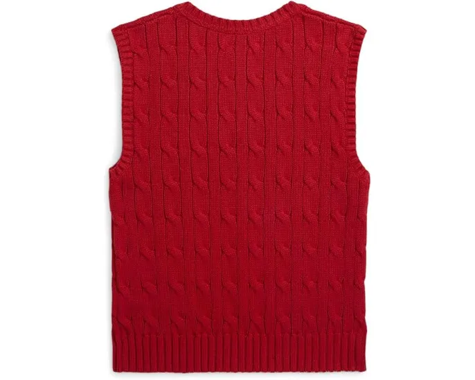 Хлопковый жилет с косой вязкой Polo Ralph Lauren Kids для малышей и младших детей