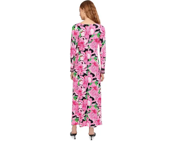Макси платье Demy с лодочным вырезом и длинными рукавами Lilly Pulitzer