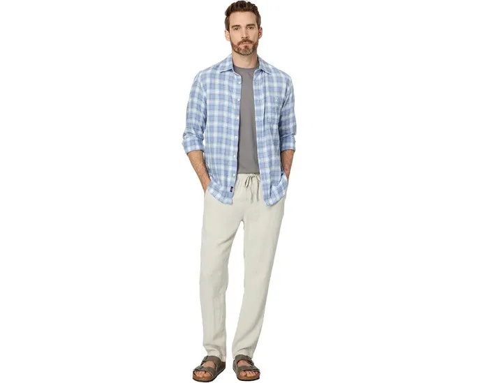 Брюки Faherty Linen Drawstring из мягкого льна с манжетами и карманами