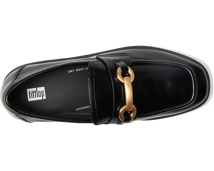 Лоферы FitFlop F-Luma на скрытом клине с пряжкой из гладкой кожи