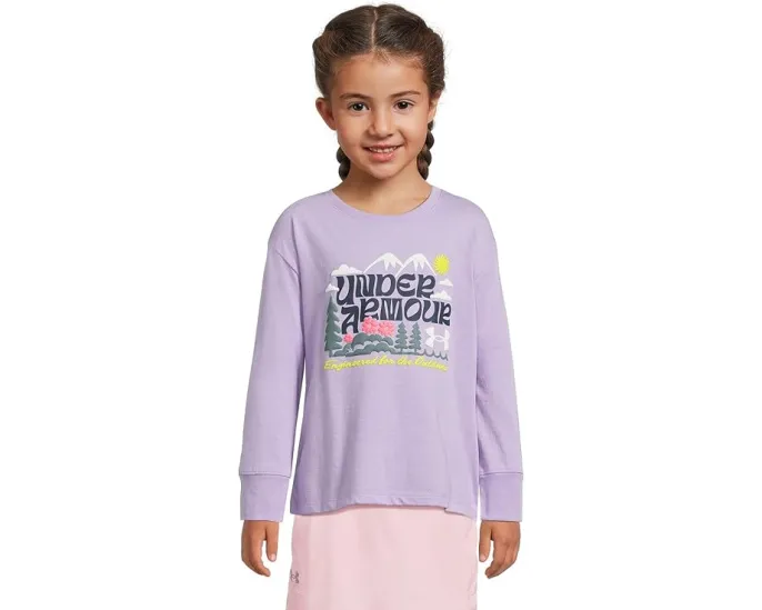 Футболка Under Armour Kids с цветочным горным принтом и длинными рукавами