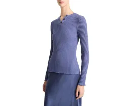 Vince худи Rib Long Sleeve Henley из хлопковой смеси с тремя пуговицами