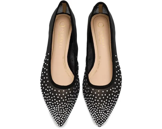 Балетки Gracelynn с острым носком стразами и каблуком 2.5 см