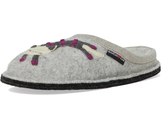 Тапочки Haflinger Katze из вареной шерсти с вышивкой
