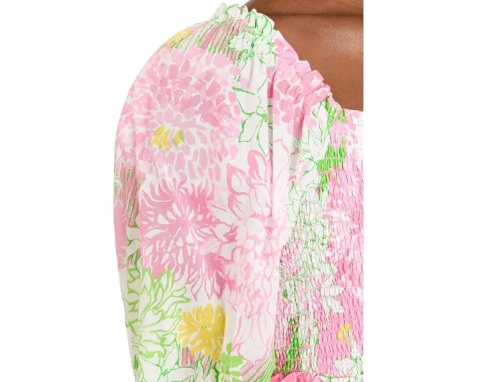 Платье макси с коротким рукавом Lilly Pulitzer Hadly на резинке и ярусами