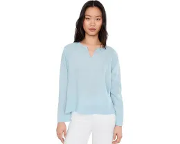 Organic Handkerchief Linen Split Neck Top