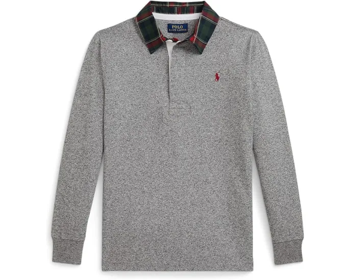Детская регби футболка Polo Ralph Lauren Kids с клетчатым воротником из хлопкового джерси