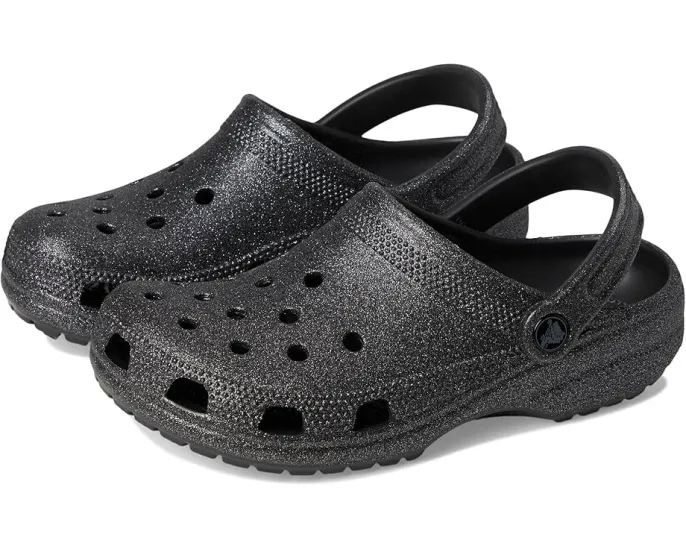 Кроксы Classic Clog с блестками и регулируемым ремешком