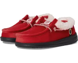 Лоферы Hey Dude Kids Wally Santa Claus для малышей с искусственным мехом и эластичной шнуровкой