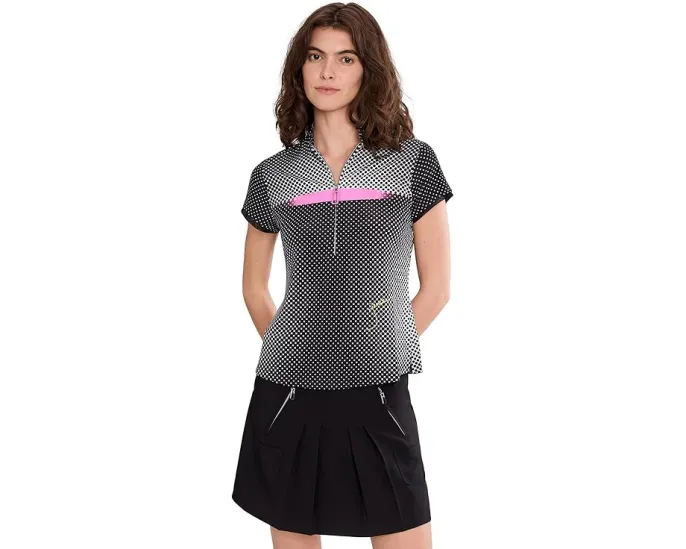Топ Jamie Sadock с каплевидным рукавом и воротником в черно-белом горошек Optic Dot
