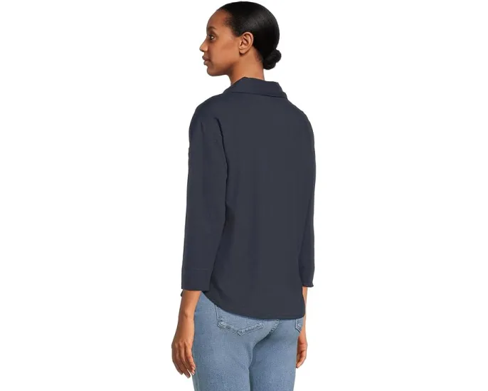 Футболка L.L.Bean из хлопка и льна с разрезным воротником и карманом