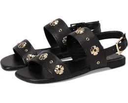 Плоские сандалии Spade Flower Stud из тисненой кожи с регулируемой задней лямкой