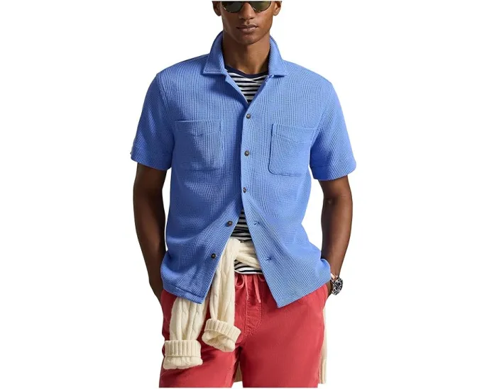 Рубашка Polo Ralph Lauren кемпен из вафельной ткани с хлопком и льном