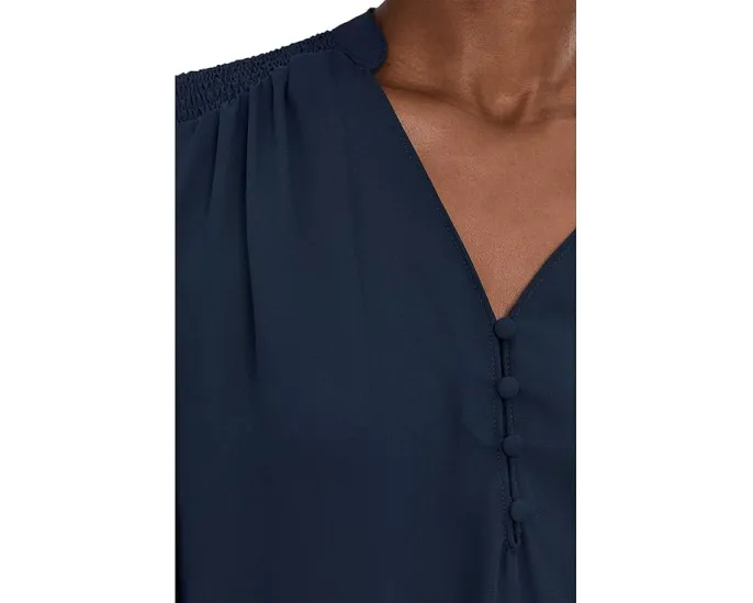 Блузка CeCe с длинным рукавом и сборками на планке