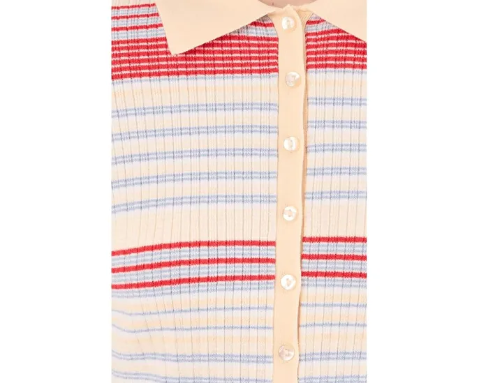 Поло Giselle Textured Stripe с воротником и фактурной полоской от 525 america