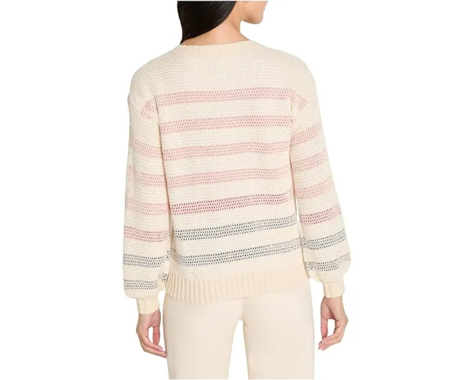 Свитер NIC+ZOE Scandi Stripe с двухтонными полосками и рельефной резинкой