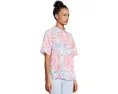 Lilly Pulitzer Блуза Ridoc из льна с коротким рукавом и свободным кроем
