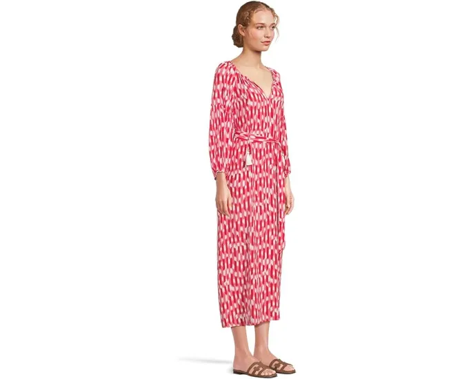 Платье миди Tommy Bahama Ikat Stripe с длинными рукавами и поясом