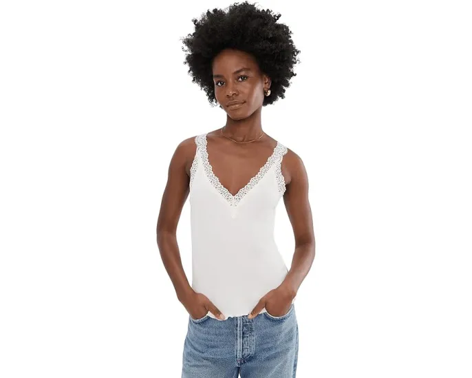 Топ Madewell с V-образным вырезом и отделкой из кружева