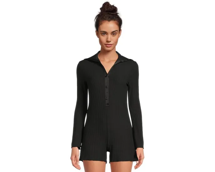 Комбинезон Cosabella Baciami Longsleeve из ребристого модала с шелковыми деталями