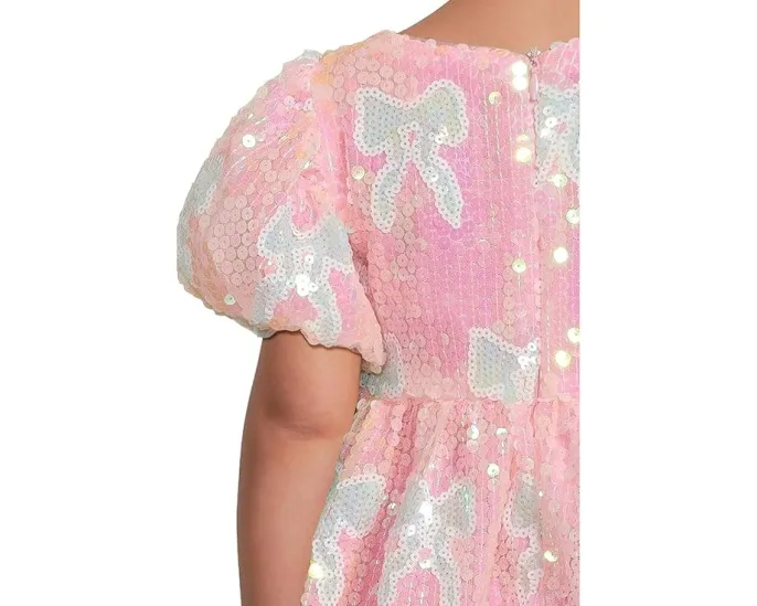 Lola and The Boys Платье с бантами из пайеток нежно-голубого цвета