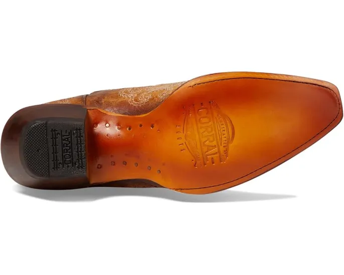 Сапоги Corral C4144 до середины икры с вышивкой и кубинским каблуком