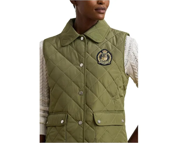 Жилет Lauren Ralph Lauren Quilt Vest W Crest 22 дюйма стеганый с логотипом
