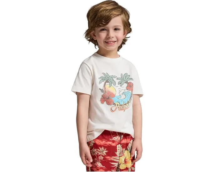 Футболка Polo Ralph Lauren Kids с графическим принтом из хлопкового джерси