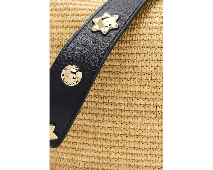 Сумка через плечо Straw Leather Sun Stud из соломки с шипами Madewell