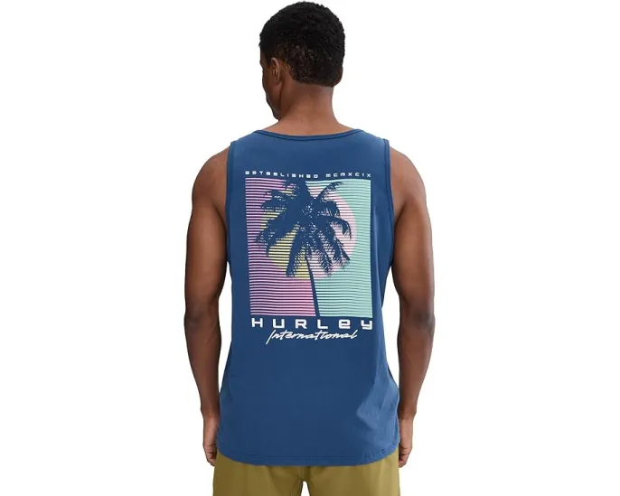 Hurley Midnight Palm Топ без рукавов с расслабленным кроем и принтом