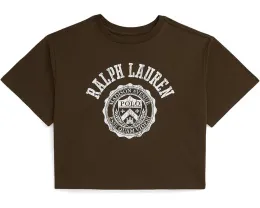 Хлопковая футболка Boxy с гербом Polo Ralph Lauren Kids для старших детей